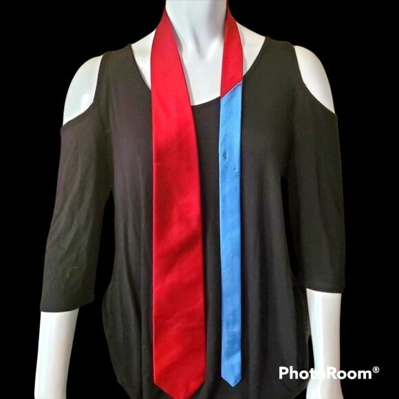 Tommy Hilfiger Red & Blue Silk Tie - Picture 1 of 5